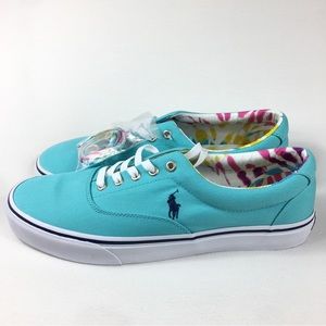 Polo Ralph Lauren Keaton Pony SK LTL Canvas Aqua Blue Sneaker Shoes men 10 new